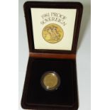 Gold sovereign proof coin, 1981, with case,
