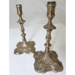 A pair of George III silver candlesticks, hallmarked London, maker John Crouch & Thomas Hannam, H.