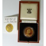 Gold five pounds proof coin, 1981, with case,