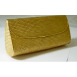 An 18ct gold Swiss custom made clutch bag with integrated mirror, marked 750, total weight 294g