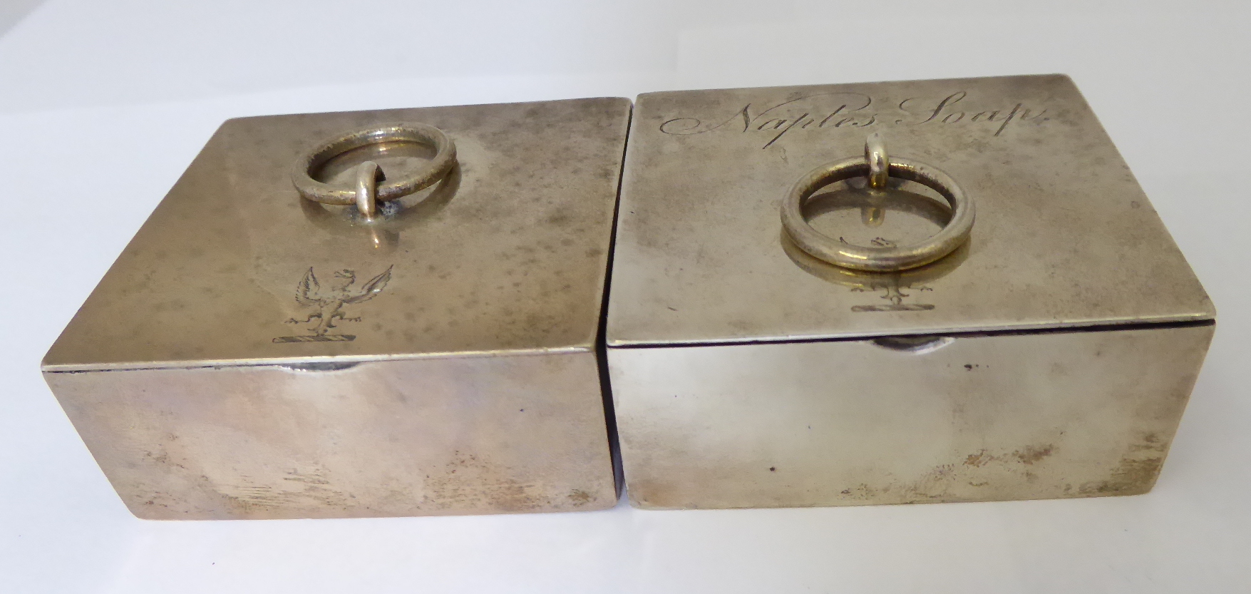 A pair of Georgian silver soap holders, hallmarked London 1811, maker TPERJP, 6cm x 6cm