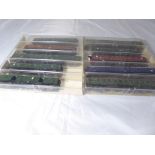 Ten Fleischmann carriages H0, all cased,5083/5082/5081/5080/5079/5600/5609/5604/5601/5078