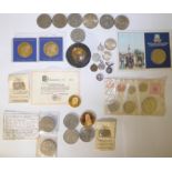 A collection of commemorative coins,