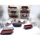 Collection of 14 Fleischmann H0 goods wagons, some cased