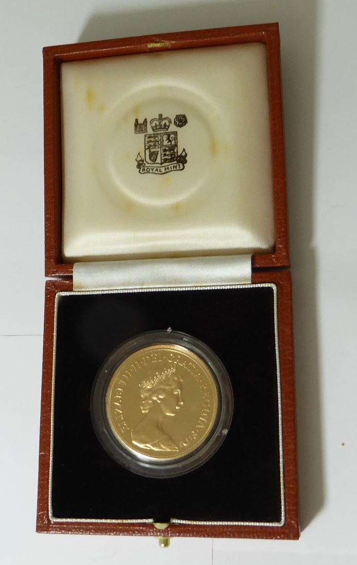 Gold five pounds proof coin, 1981, cased,