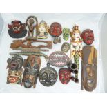 Collection of tribal masks and other tribal items