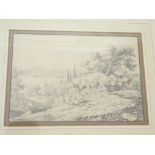 William Page (19th century British), view of Constantinople, pencil drawing, H.16.5cm W.24cm