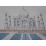A 19th century Anglo-Indian watercolour of the Taj Mahal, H.12cm W.16cm
