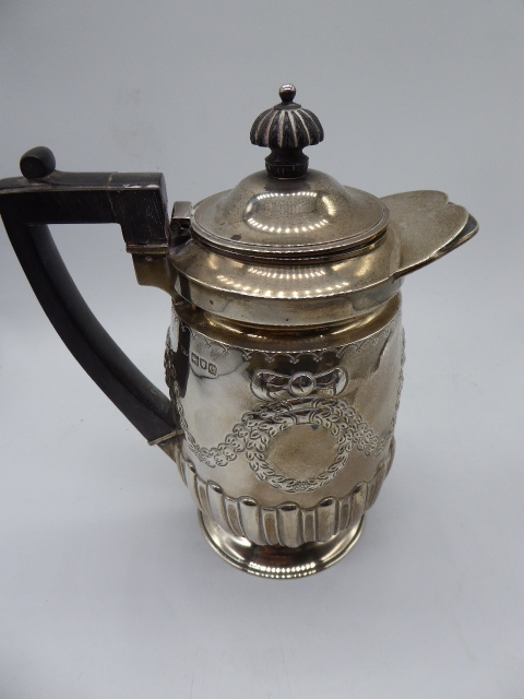 Victorian silver waterjug, repousse embossed central decor, hallmarked London 1898, maker Hawksworth - Image 3 of 3