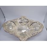 A large silver repousse embossed bonbon dish, hallmarked Sheffield 1899, maker, James Deakin & Sons,