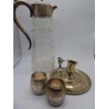 A pair of silver barrels, hallmarked Birmingham, 1902, maker Thomas Hayes, the cartouches marked 1
