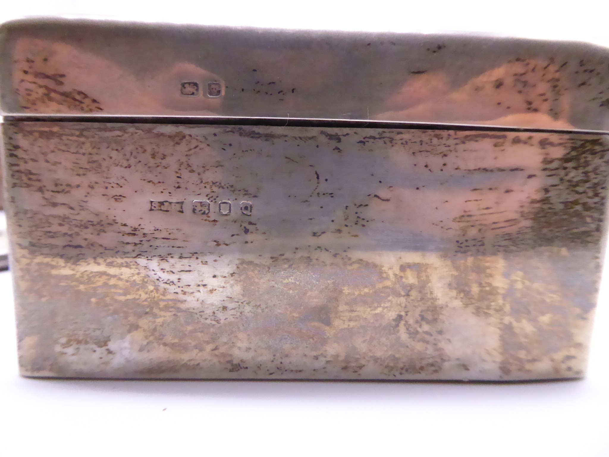 A silver tobacco box, hallmarked London, maker S.J.Rose & Son, L.17.5cm, a set of 6 early 20th - Image 2 of 4