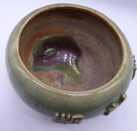 A Chinese celadon glazed bowl with central marking, possibly 18th century, D.21cm - Image 3 of 4