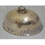 A Walker & Hall silver plated meat cover, L.42cm