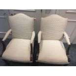 Pair of cream upholstered armchairs