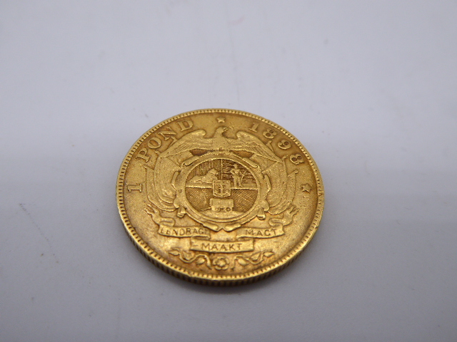1898 South African 1 Pond gold coin, - Image 2 of 2