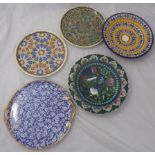 A collection of five Middle Eastern chargers and bowls.