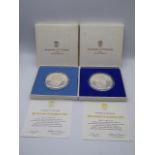 Two Republic of Panama, 20 Balboas silver coins, cased with certificates, 1970's,