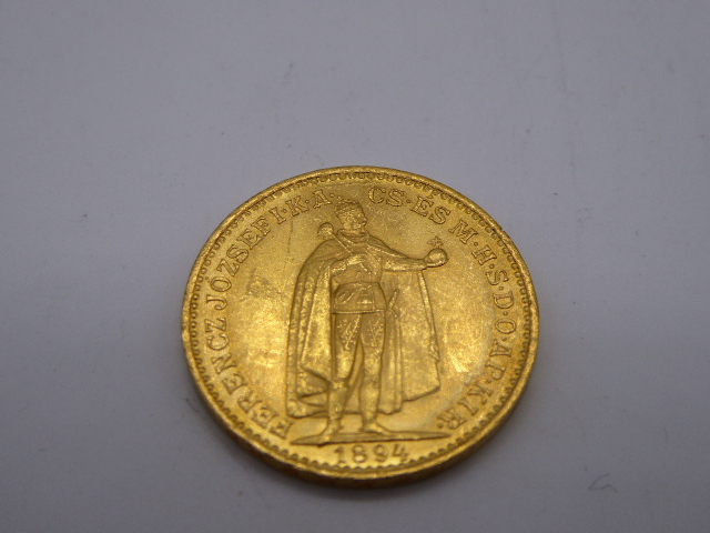 1894 Hungary 20 Korona gold coin,