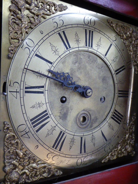 A red lacquered longcase clock, the dial marked 'Jos Lervis Bristol', Chinese style case, H.202cm, - Image 4 of 5