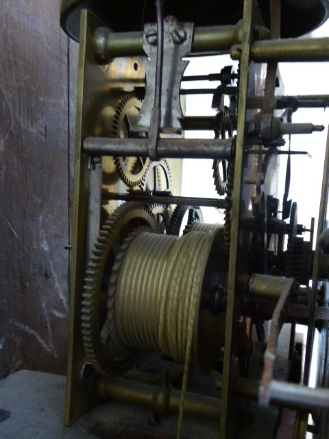 A red lacquered longcase clock, the dial marked 'Jos Lervis Bristol', Chinese style case, H.202cm, - Image 3 of 5