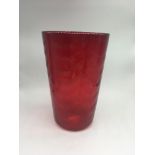 A Whitefriars red glass vase