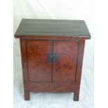 Chinese red lacquered cabinet, H.82cm W.70cm D.43cm