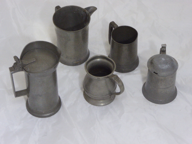 Five pewter tankards - Image 2 of 2