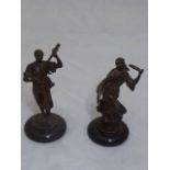 Pair of cast bronze figures