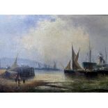 William Langley (British, 1852-1922), a maritime study, oil on canvas, signed lower right, H.30cm