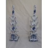 A pair of Delft style blue and white pyramid tulip vases, H.60cm