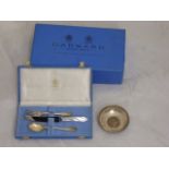 A Garrard silver christening set, comprising of a silver fork and spoon, hallmarked Sheffield and