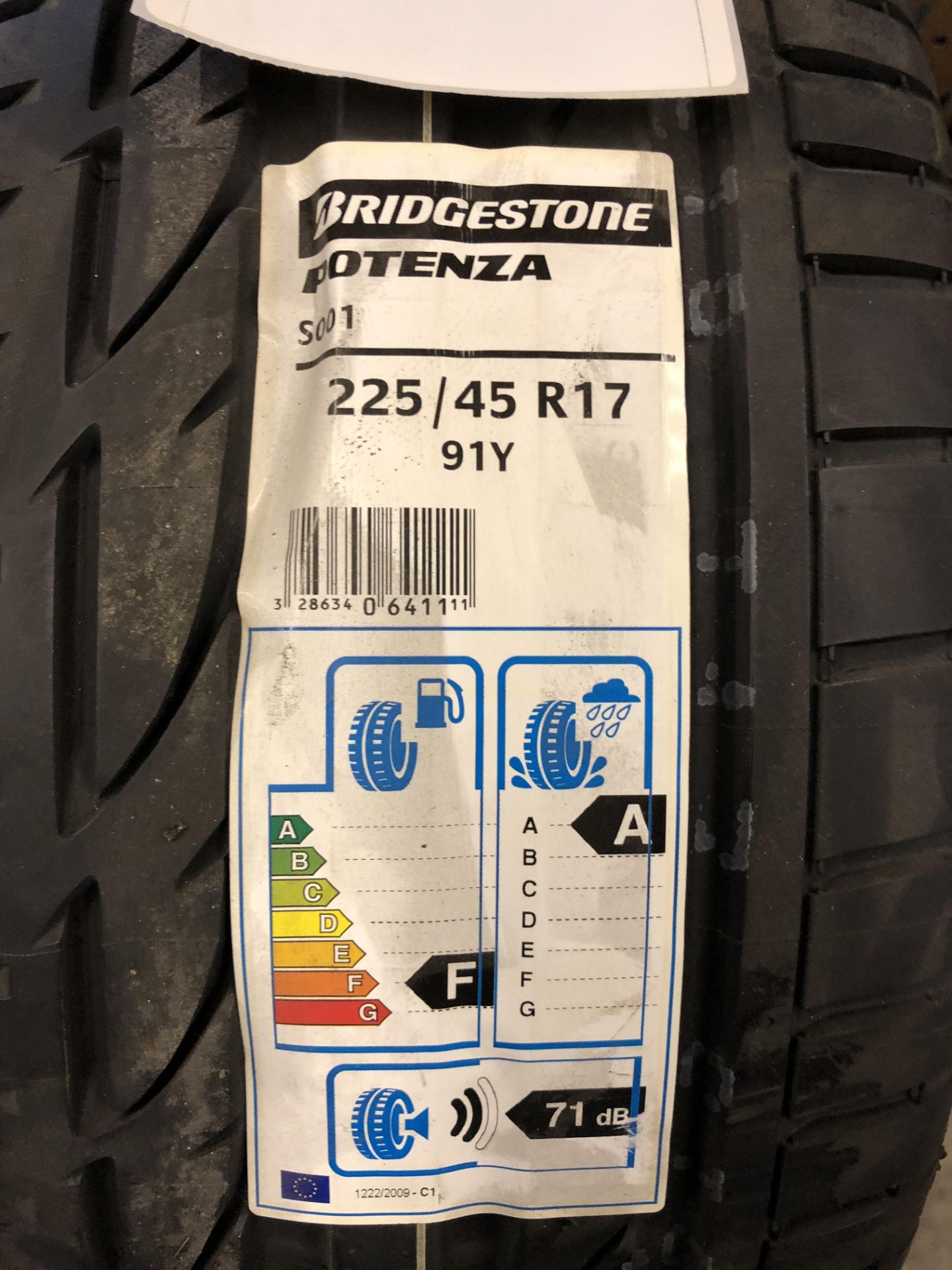 2: Bridgestone Potenza 225/45 R17 1Y Tyres (Please Note: Items located in Birmingham B6. - Image 2 of 7