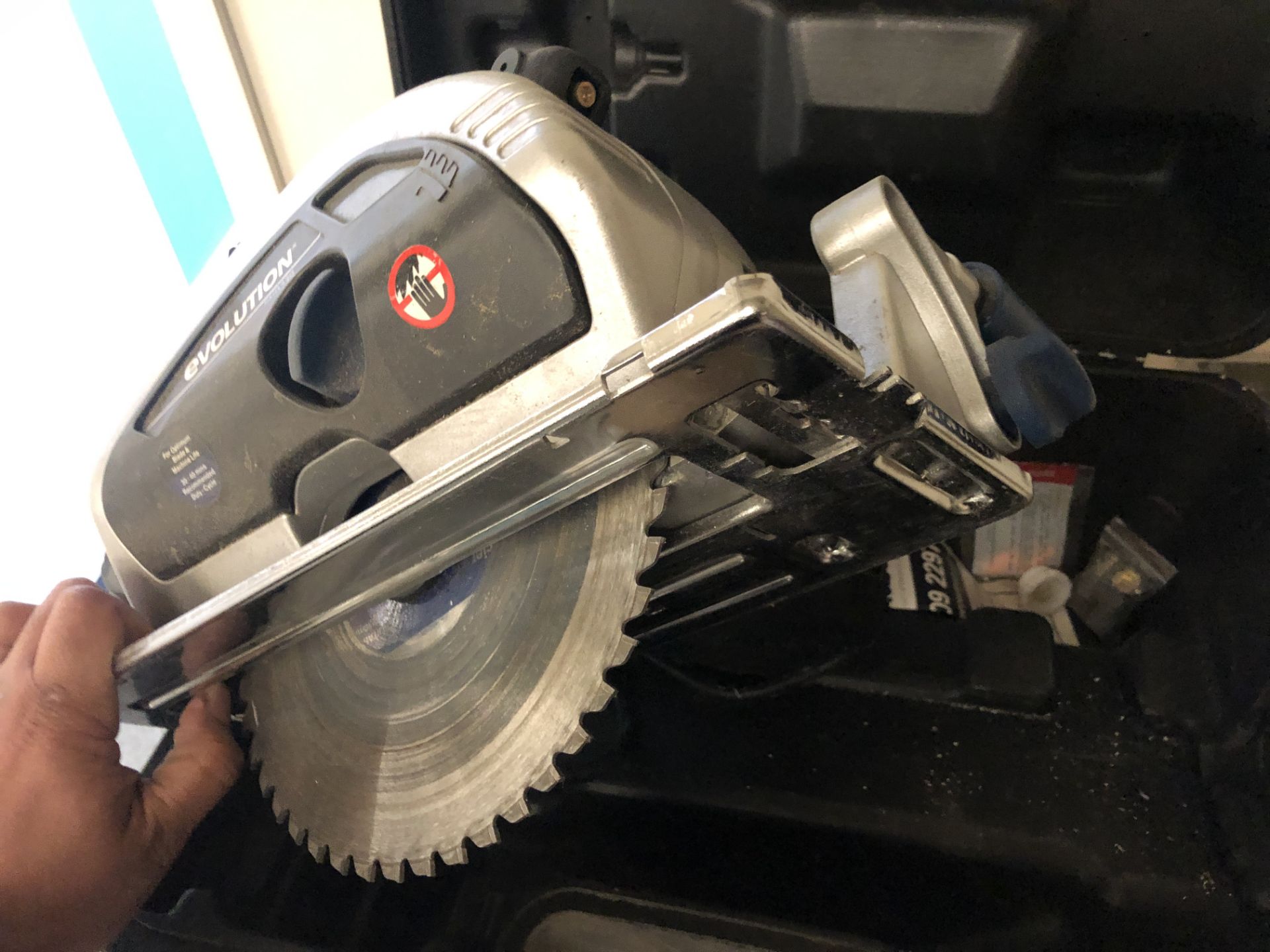 Evolution EVO230 TCT Blade Steel Cutting Circular Saw. Serial No: G121U0073 (Please Note: Collection - Image 6 of 13