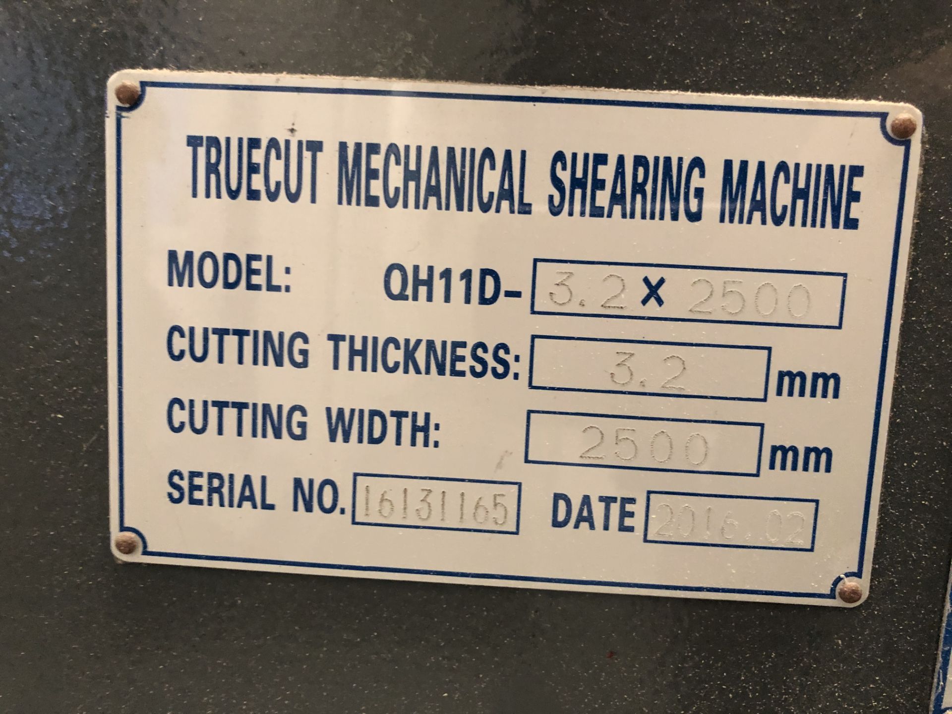 Truecut Model QH11D - 3.2 x 2500, Mechanical Shearing Machine, Cutting Thickness 3.2mm x Cutting - Image 10 of 12