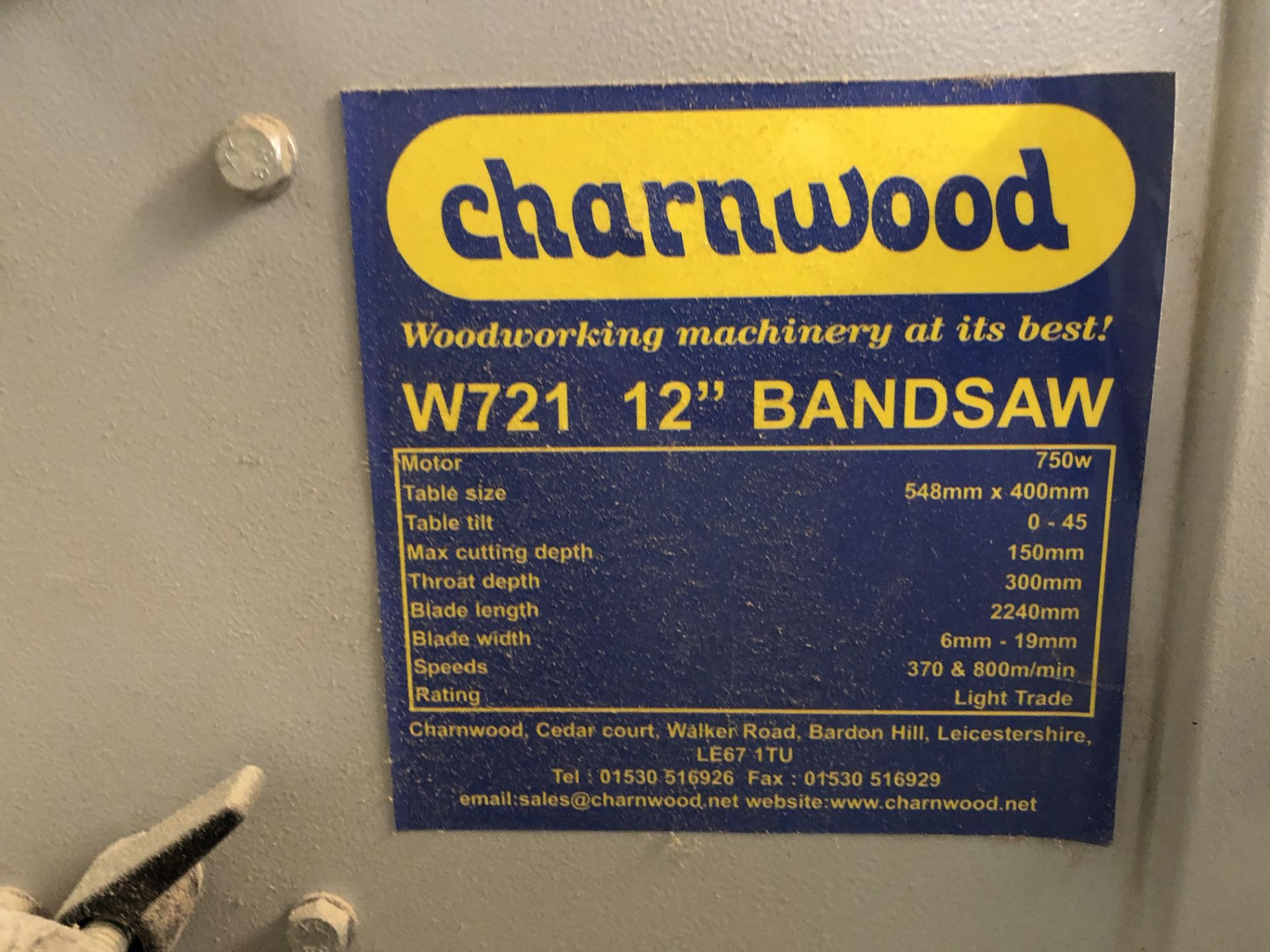 Charnwood W721 12" Bandsaw(Please note: Collection by appointment Tuesday 26th March From - Image 3 of 3