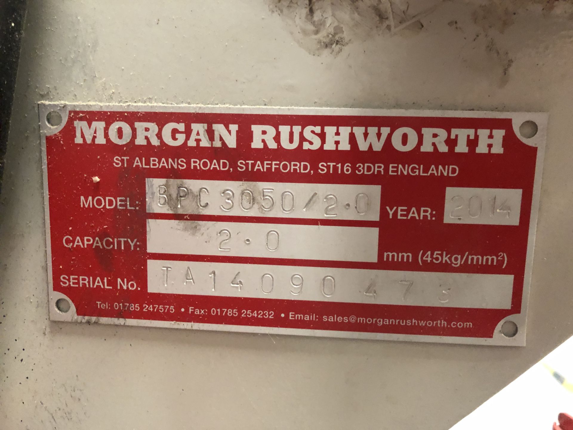 Morgan Rushworth BPC 3050/2.0, Box & Pan Folder, Serial No. TA14090473 (2014) - Note: Machine - Image 9 of 10