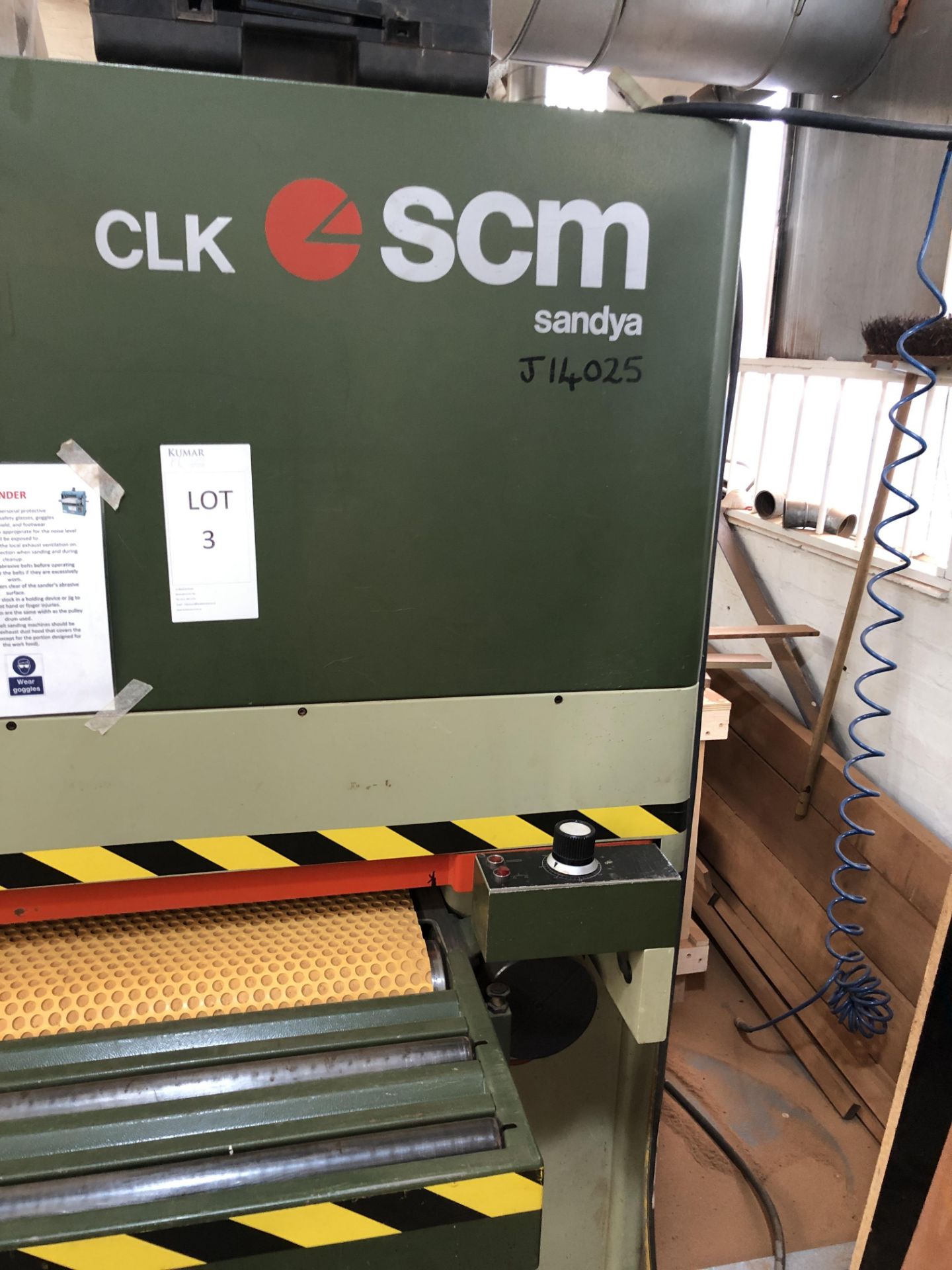 SCM CLK 110K 1100mm Drum Sander Belt size 1115mm X 2150mm 4.15V 3Phase Serial No: AE006634(Please - Image 6 of 15