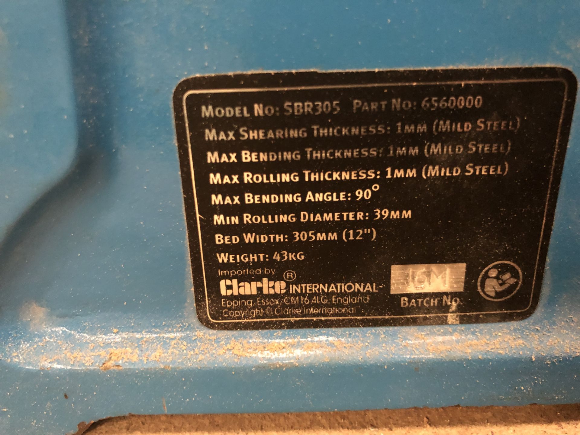 Clarke SBR 305 Universal Sheet Metal Machine, Serial No. 16M(Please note: Collection by - Image 2 of 3