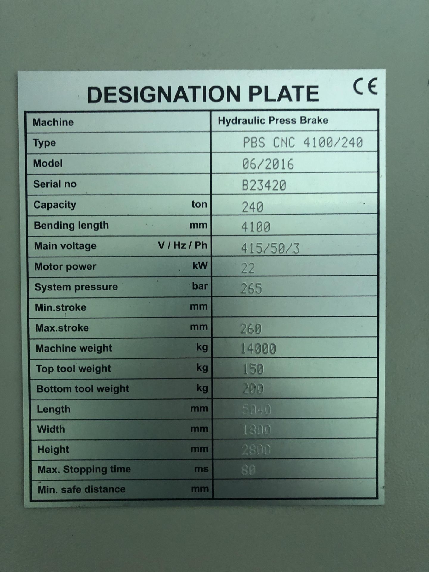 (Regretfully Withdrawn) Morgan Rushworth. Model 06/2016. Type PBS CNC 4100/240Hydraulic Press - Image 7 of 17