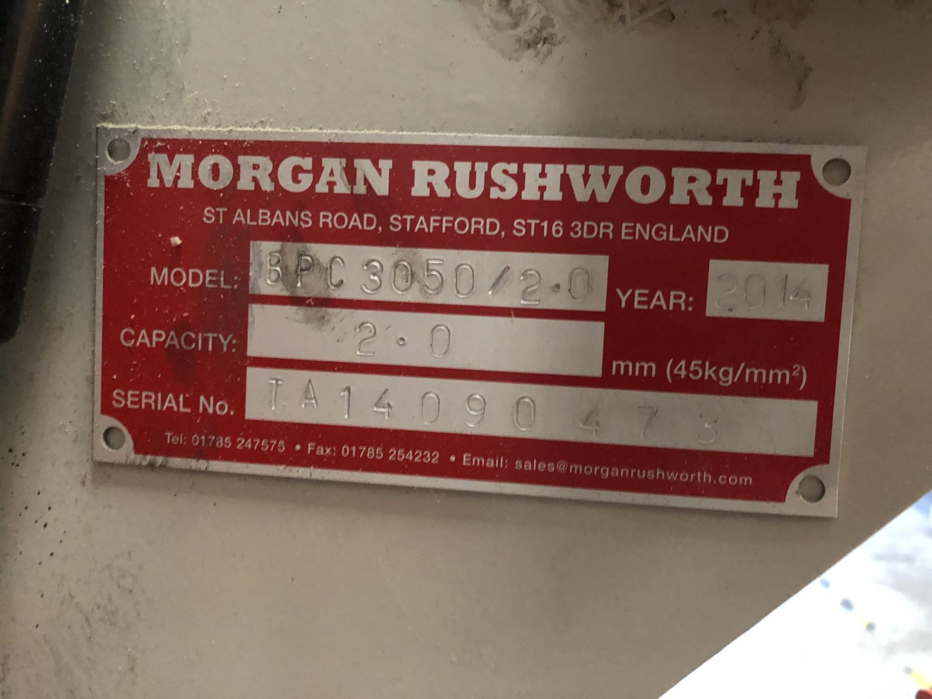 Morgan Rushworth BPC 3050/2.0, Box & Pan Folder, Serial No. TA14090473 (2014) - Note: Machine - Image 10 of 10