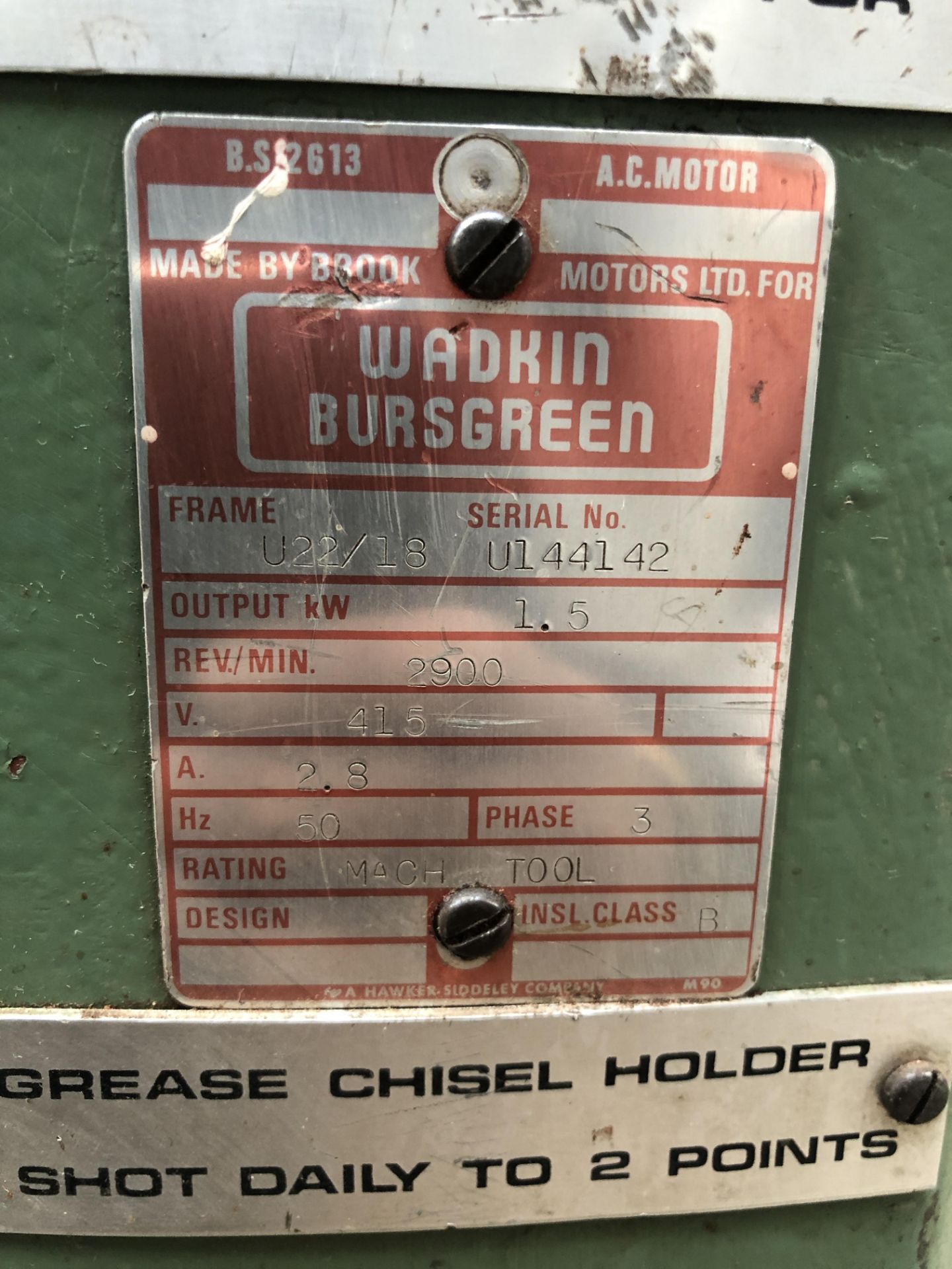 Wadkin Bursgreen U22/18 Chisel Morticer Serial No: 76442 3phase(Please note: Item needs electrical - Image 9 of 13