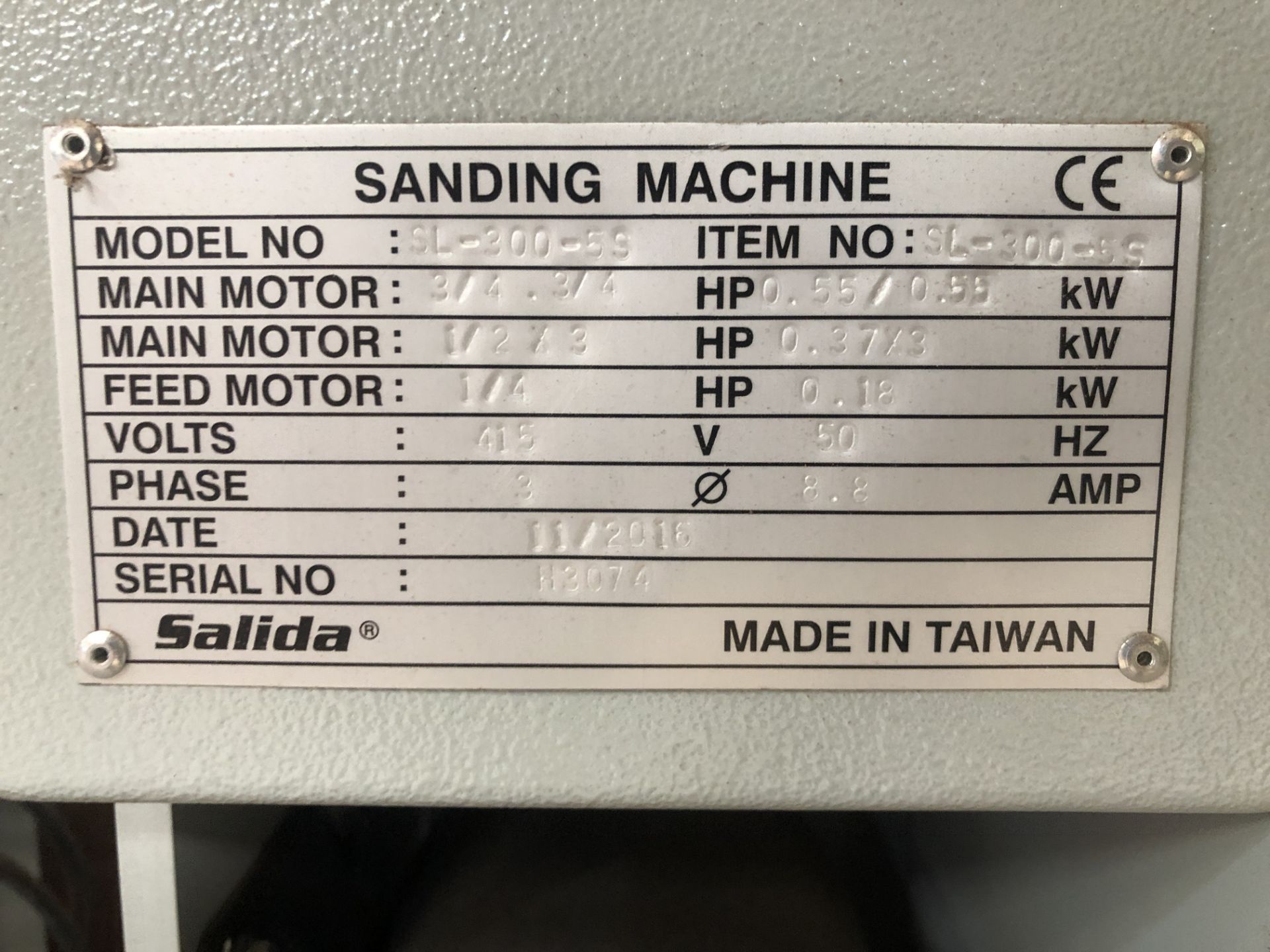 Unosand Model SL/300/55 Sanding Machine Serial No: H3074 (11/2016) 3phase(Please note: Item needs - Image 5 of 16