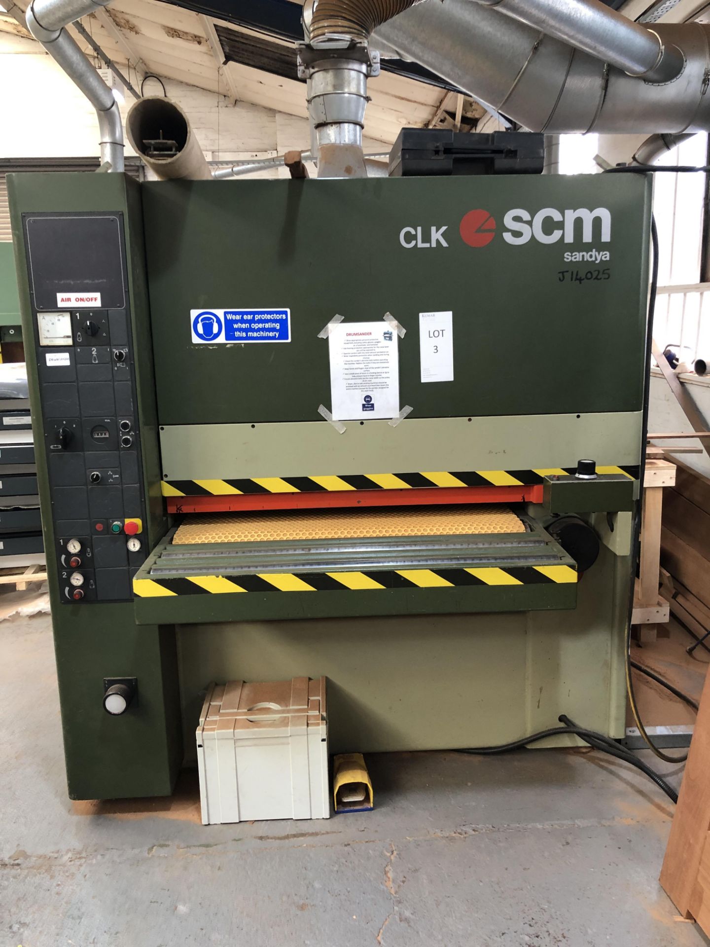 SCM CLK 110K 1100mm Drum Sander Belt size 1115mm X 2150mm 4.15V 3Phase Serial No: AE006634(Please