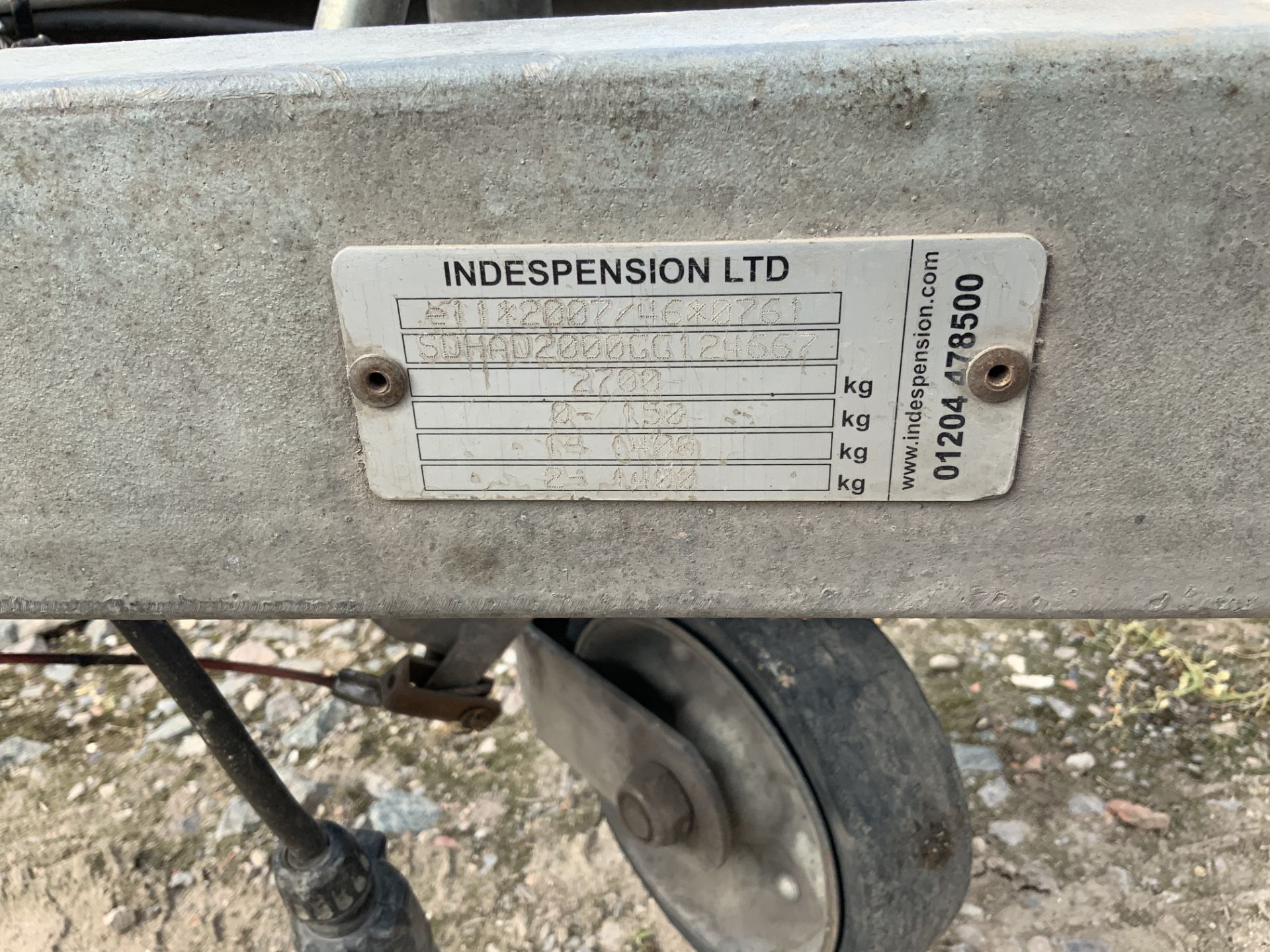 Indespension V20 Twin Axle Plant Trailer, 2,700Kg Capacity, Vin No.GG124667 (2016) - (Located in - Image 5 of 8