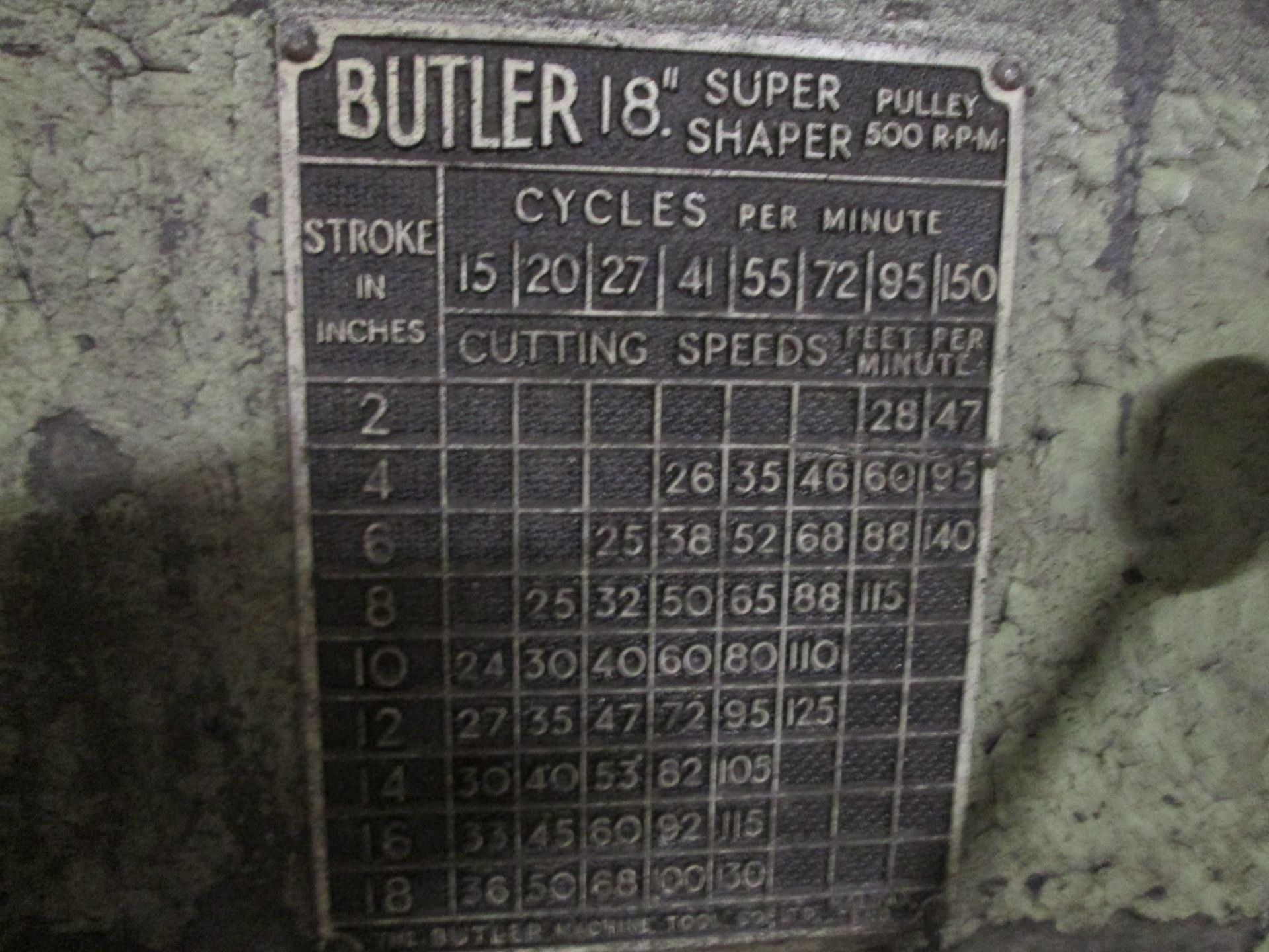 Butler 18" Shaper, S/N 24046 - Image 4 of 6