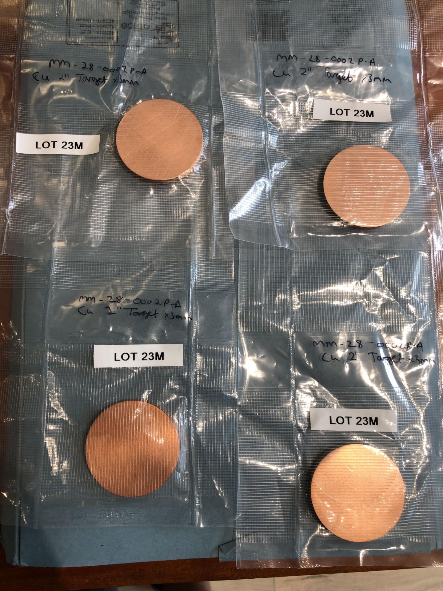 4: Copper Sputtering Target - Purity 99.99% 2" Diameter x 5mm Thick Each Target cira - 112g each