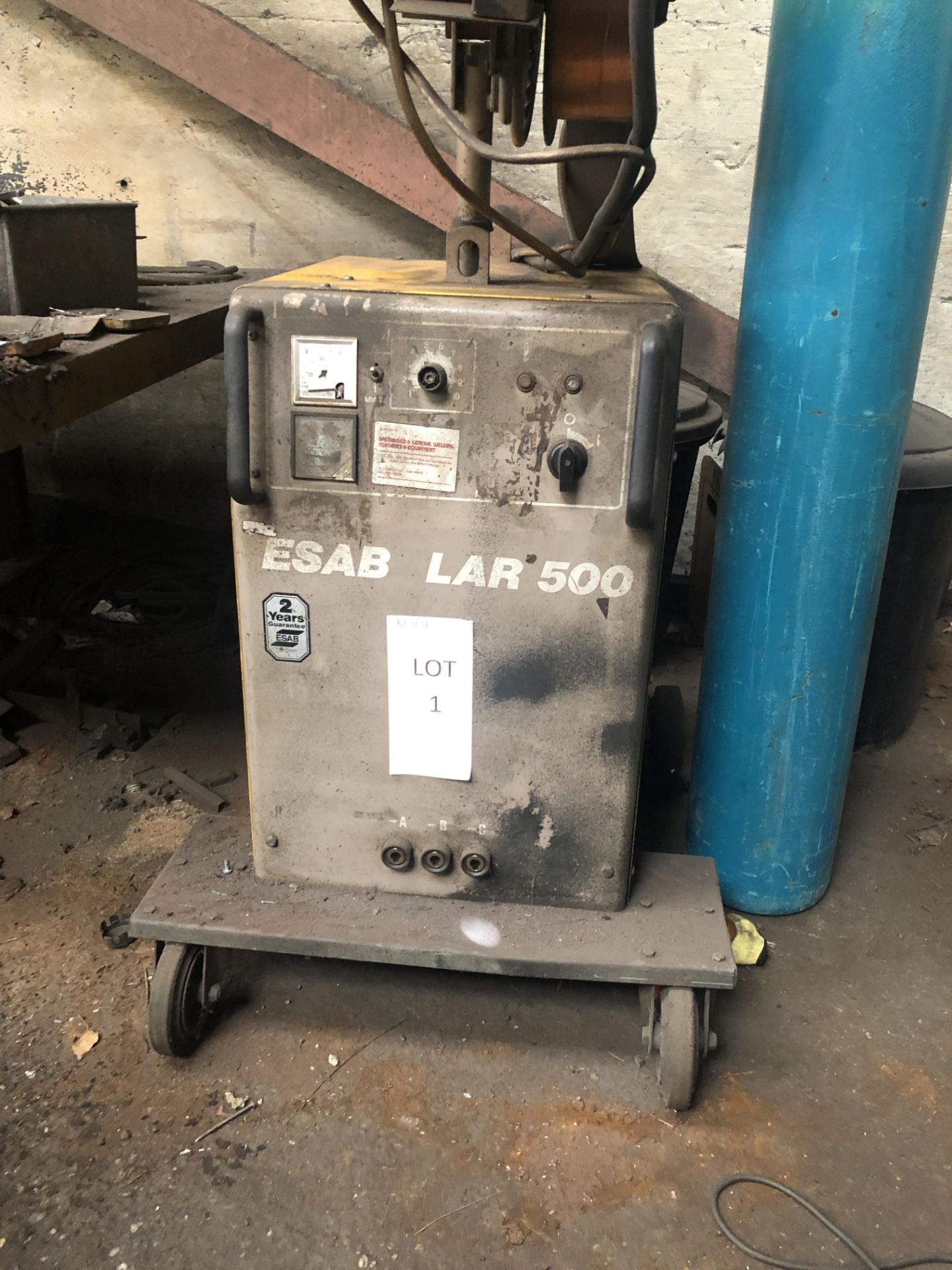 ESAB LAR 500 Welder with Wire Feed, Serial No.127-316004(Bottle not included)