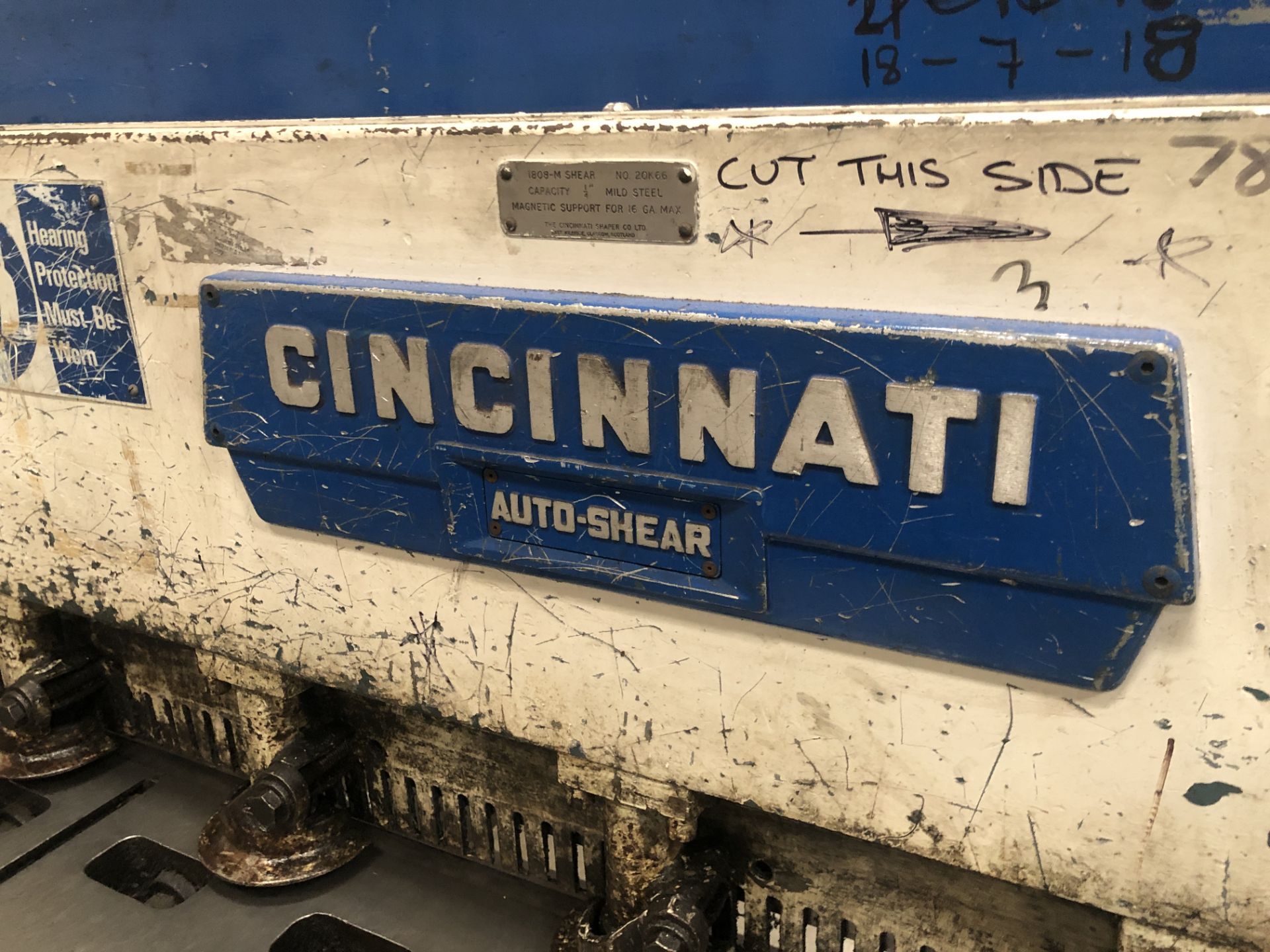 Cincinnati 1808-M 1/4" Mild Steel, Automatic Shear, Serial No.20K66 with Guards - Image 7 of 14