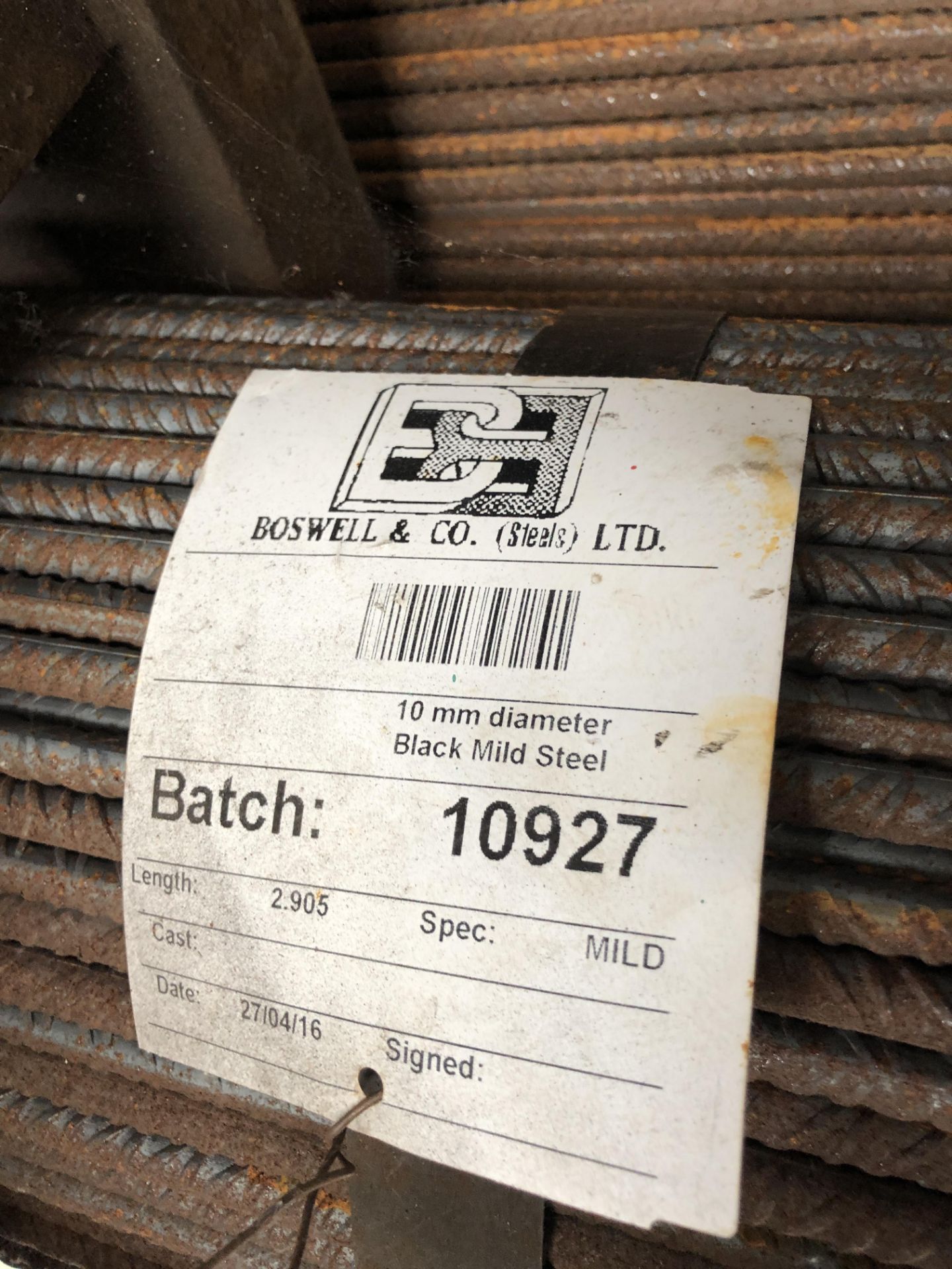 Batch 10927 Bundle of - 10mm Diameter Black Mild Steel Rods, Length 2.905m - Image 3 of 4